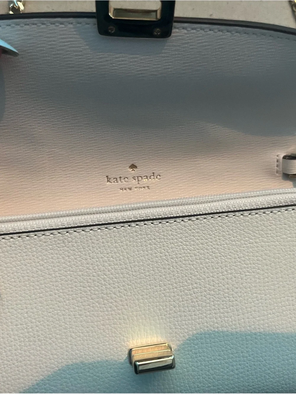 kate spade White Floral Appliqué Crossbody with Gold Chain